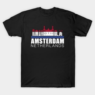 Amsterdam Netherlands Flag Skyline T-Shirt